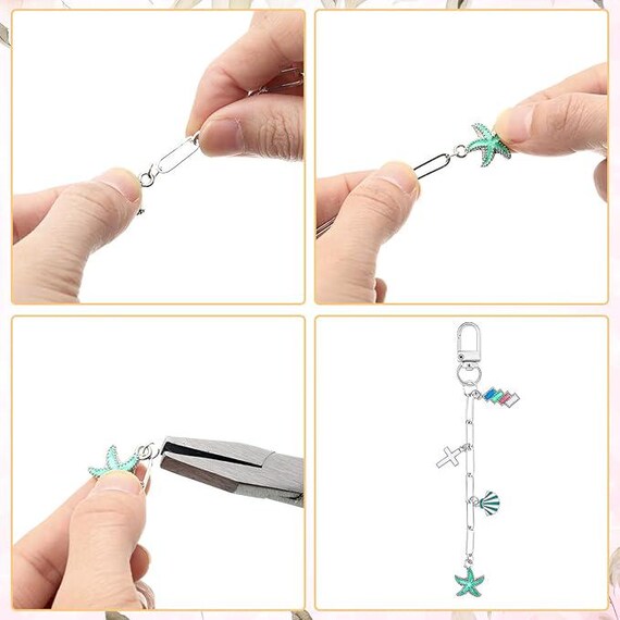 シルバーアクセ　DIYキット 50sets Silver Keychain Making Kit With Clips Rings Hooks Chains