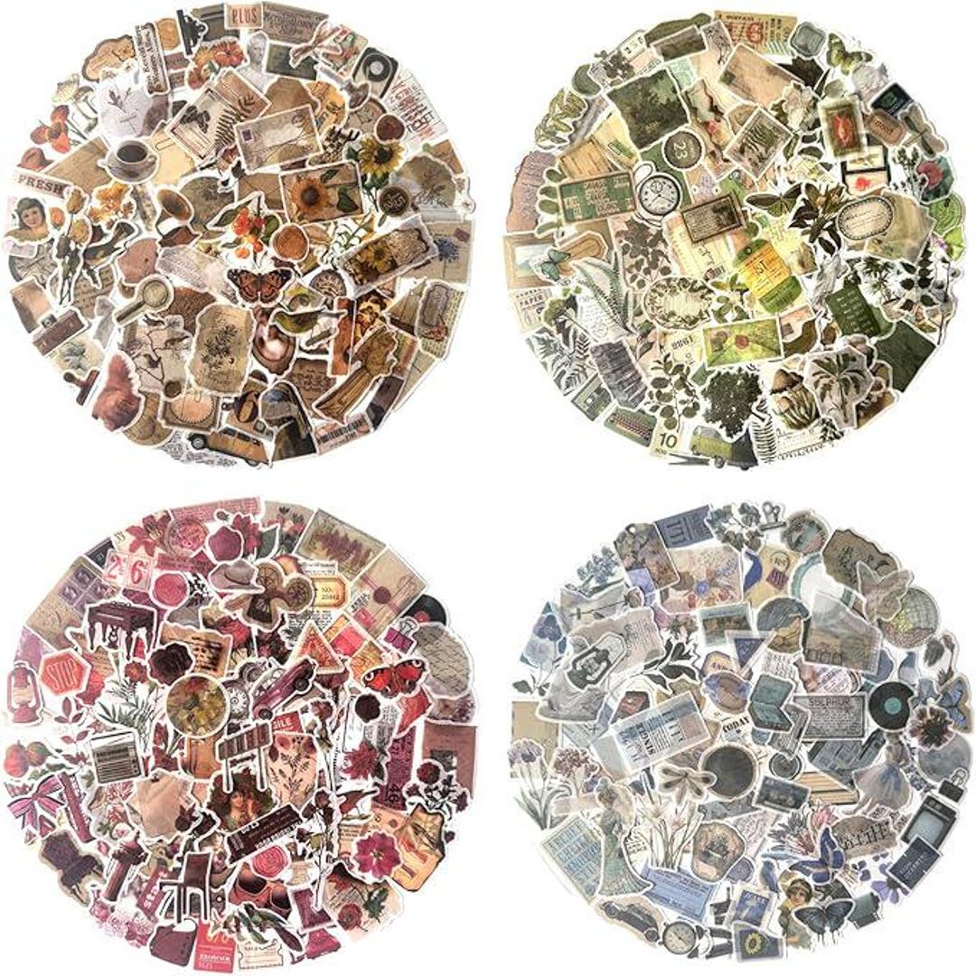 400pcs Vintage Floral Washi Stickers for Scrapbooking DIY Planner ...