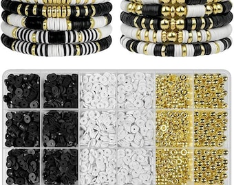 Bracelet Making Kit for Boys 3200PCS Clay Beads with Gold Beads Flowers DIY