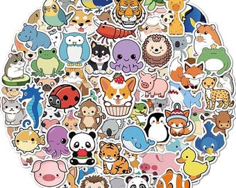 100pcs Cute Animal Stickers for Kids Waterproof Vinyl Bottle Laptop Pack