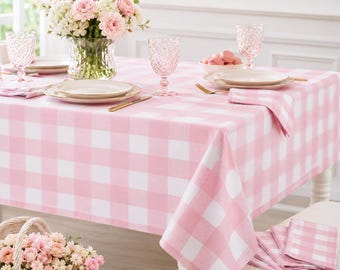 3-Pack Pink Gingham Tablecloths 54x108in – Waterproof Disposable Birthday Party Covers