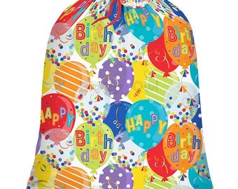 Extra Large Jumbo Happy Birthday Gift Bag with Balloon Confetti Design, 36"x48"