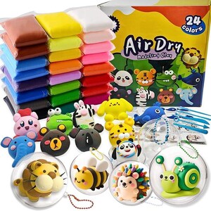 24 Colors Air Dry Clay Kit | Modeling Foam Clay Set with Sculpting Tools, Tutorials