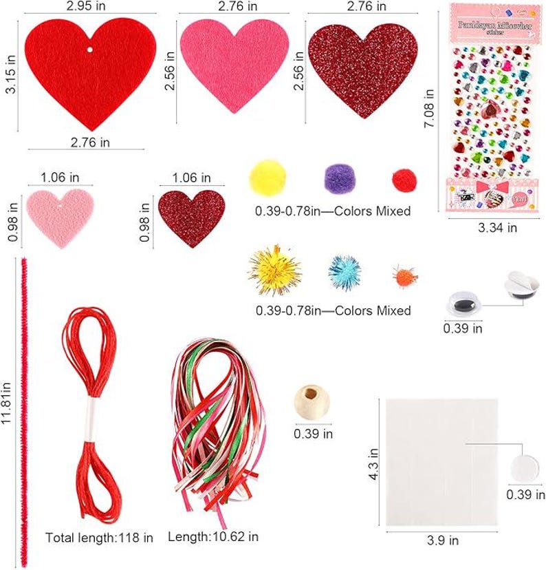 Valentine’s Day Heart Craft Kit for Kids DIY Party Favor School Gift ...