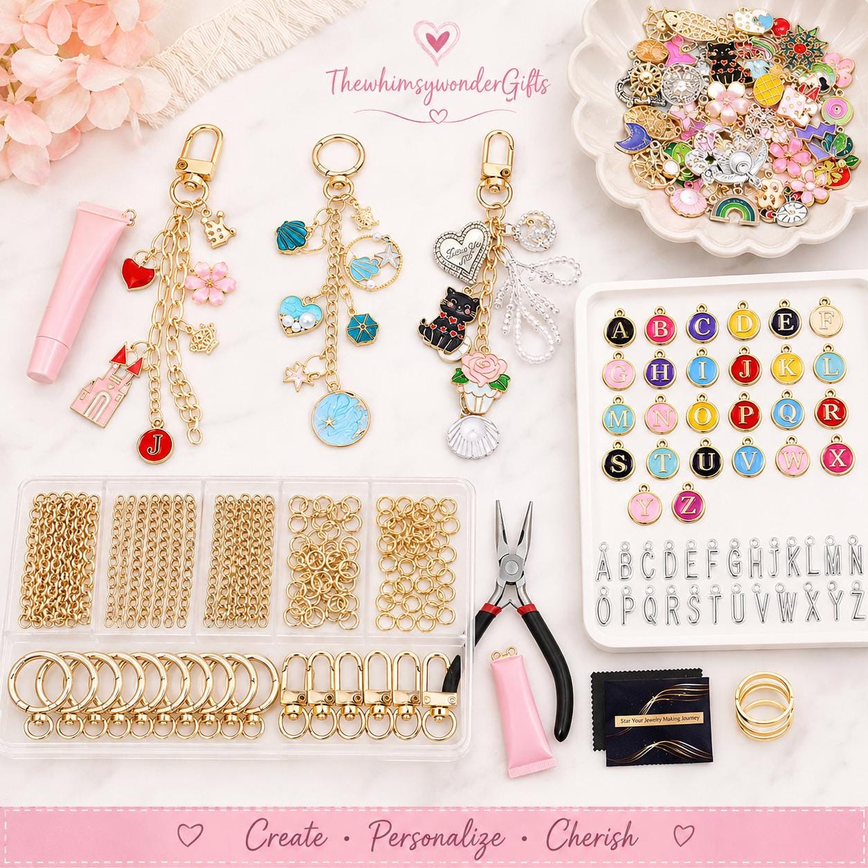 325PCS Lip Gloss Keychain Making Kit – Charms, Clips & Tools for