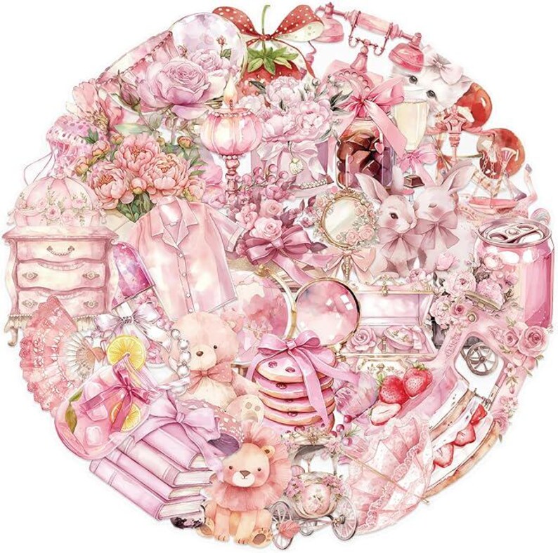 Transparent Pink Aesthetic Stickers for Scrapbook & Journaling Coquette ...