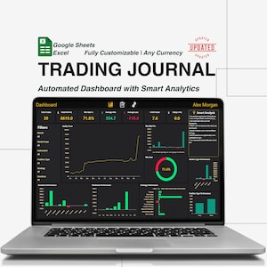 Plantillas definitivas de diario de trading para Excel y Hojas de cálculo de Google / Panel de control de trading intradía / Operaciones con criptomonedas, Forex y acciones