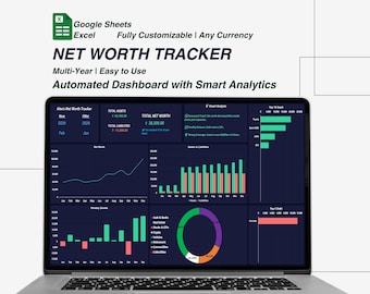 Multi Year Net Worth Tracker Excel & Google Sheets | Investment Savings Debt Payoff Tracker