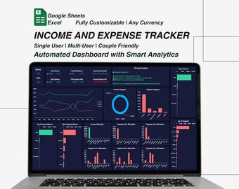 Income and Expense Tracker Excel & Google Sheets Templates | Couples Family Budget Spreadsheet Dashboard