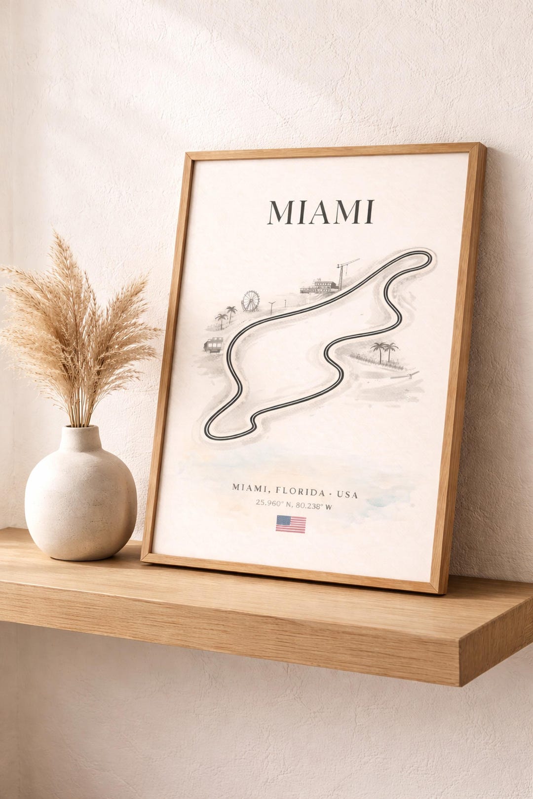 Watercolor Racing Track Miami Watercolor Race Track Print, Coastal Motorsport Wall Art (digital ...