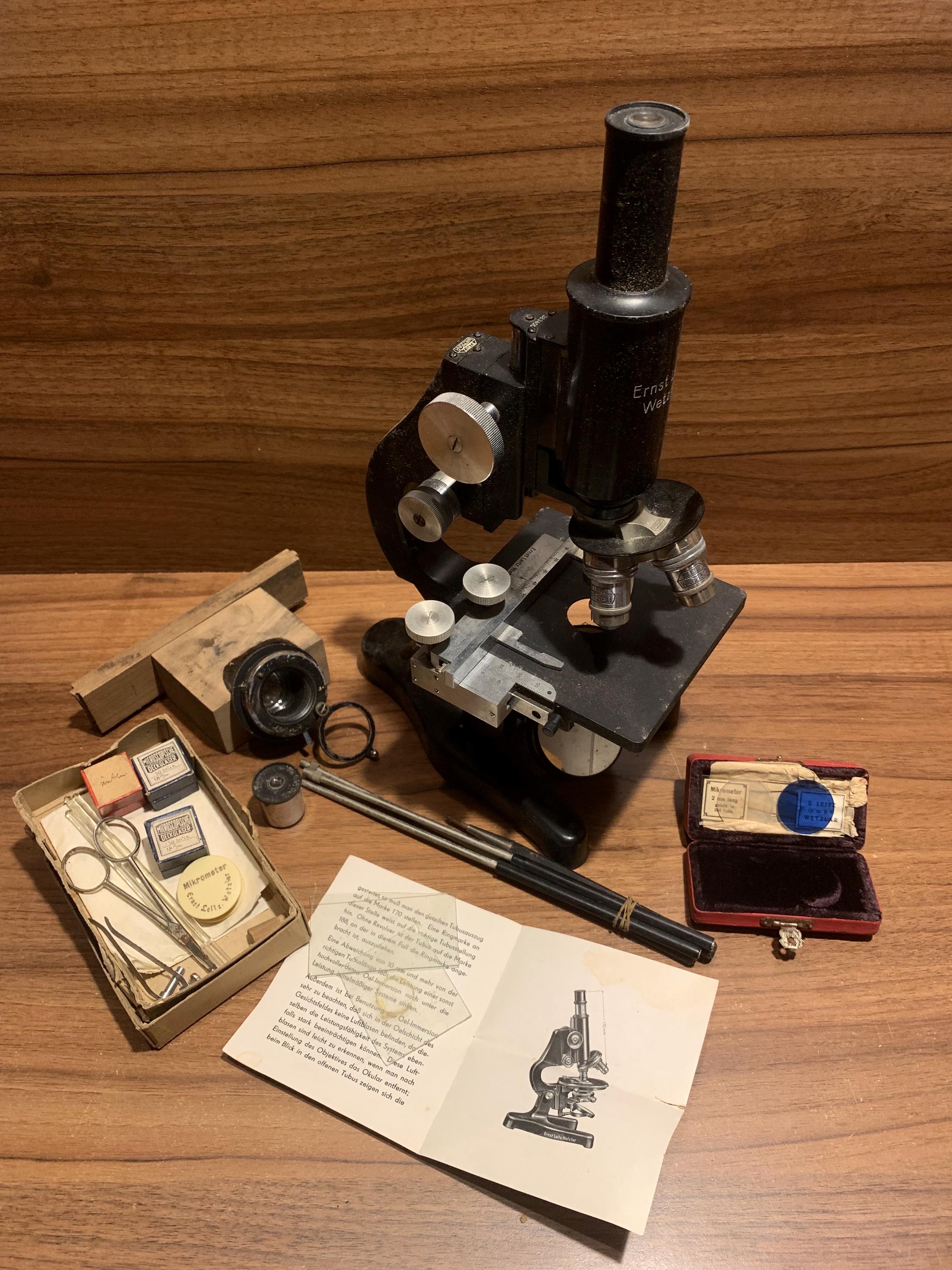 Ernst Leitz Wetzlar ヴィンテージ顕微鏡実験器具 (付属品付き) - Etsy