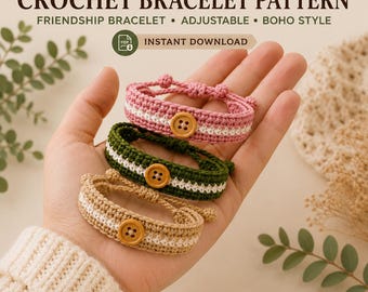 Freundschafts Armband Häkelanleitung, Boho Armband Bundle, verstellbarer Häkelschmuck Schmuck Anleitung, einfach DIY Geschenk