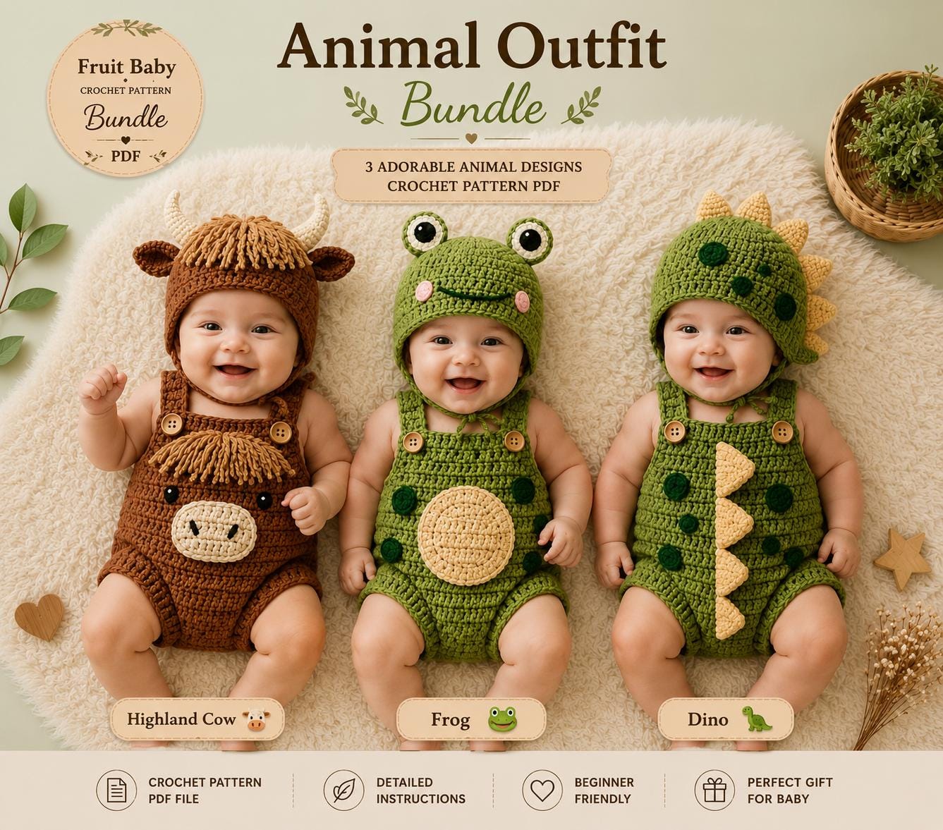 Costume de photographie pour nouveau-né, 14 styles, crochet, fil de coton, forme d'animal, accessoires photo, ensemble de vêtements pour bébé / Souvenirs de bébé