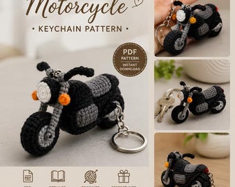 Motorrad Schlüsselanhänger Muster PDF, Amigurumi Bike Schlüsselanhänger Anleitung, Anfänger Geschenk, Instant Download
