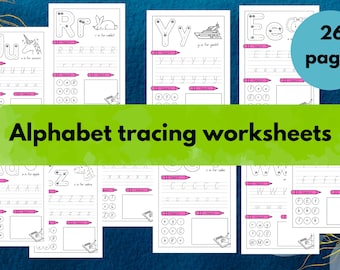 Alphabet Tracing and Coloring Worksheets for Preschool and Kindergarten Printable ABC Letter Practice 26 Pages