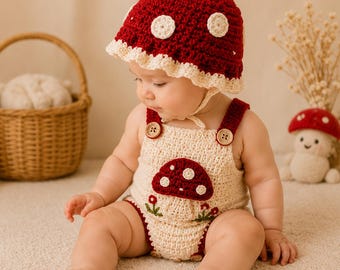 Pilz Baby Häkelanleitung PDF | Baby Pilz Outfit Häkelanleitung | Wald Baby Strampler Muster | Sofort Download