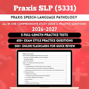 Praxis 5331 Study Guide 2026 | Praxis slp Study Guide | Praxis Study Material slp | Slp Praxis | Praxis Exam | Speech Praxis Study