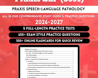 Praxis 5331 Study Guide 2026 | Praxis slp Study Guide | Praxis Study Material slp | slp Praxis | Praxis Exam | Speech Praxis Study