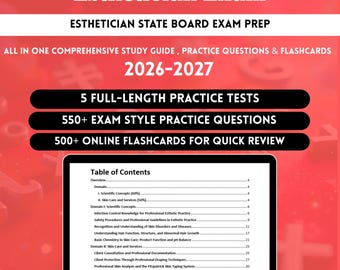 Esthetician Study 2026 | Esthetician Study Guide | Esthetician Exam | Esthetician Exam Prep | Esthetician Exam Study | Esthetician