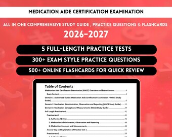 MACE Study Guide 2026 | Medication Aide Study Guide | Medication Aide | Mace Exam | Med Tech 70 Question Exam Test 2026 | Mace Study