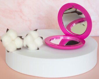 Pink Compact Makeup Mirror – 1X 3X Magnification Travel Folding Mirror