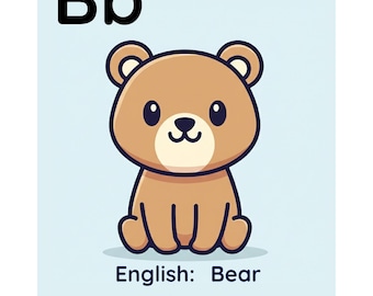 Bilingual ABC Poster | English Spanish Alphabet Chart with Animals | Kids Printable Wall Art