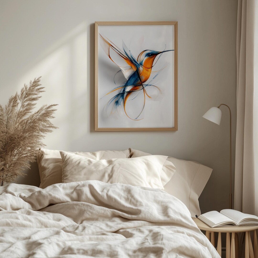 Modern Minimalist Hummingbird Printable Wall Art, Contemporary Abstract ...
