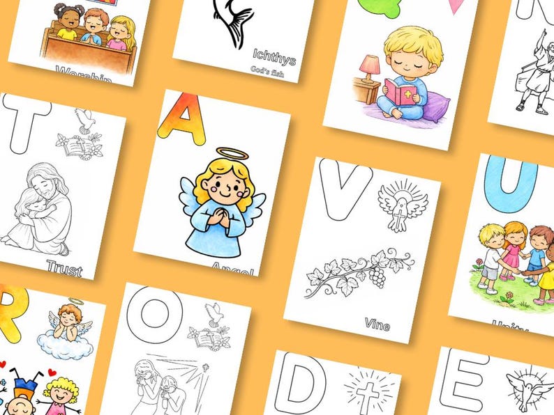 Christian Alphabet Coloring Pages for Kids, Bible ABC Printable ...