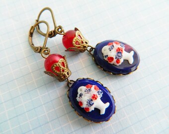 4th of July Earrings, 4th Jewelry, Red Navy Earrings, Retro Earrings, Flower Earrings, Red White Blue, Patriotic Earrings, Retro Jewelry