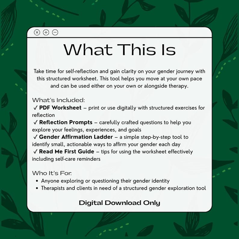 Gender Affirmation Ladder Worksheet | Digital Download | Trans ...