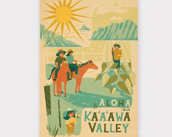 Kaaawa Valley Oahu - 12x18 Hawaii Travel Print
