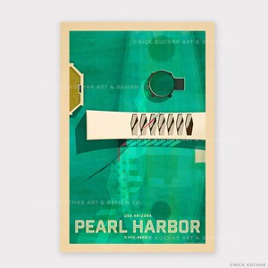 Pearl Harbor USS Arizona - Impresión de viaje de Hawái 12x18
