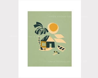 Hurley x Nick Kuchar - Surf Shack - 11x14 Limited Edition Matted Print