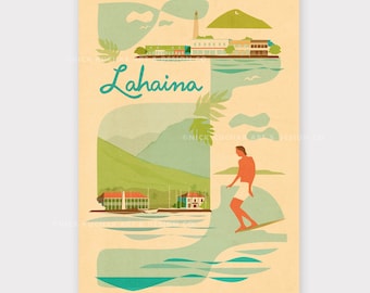 Lahaina, Maui - 12x18 Hawaii Travel Print