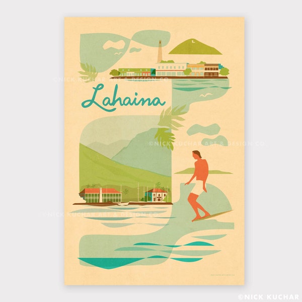 Lahaina, Maui - 12x18 Hawaii Travel Print