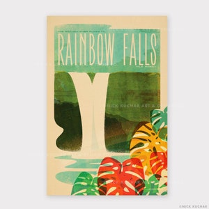 Rainbow Falls Big Island - 12x18 Hawaii Travel Print