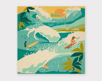 North Shore Surf - 12x12 Art Print