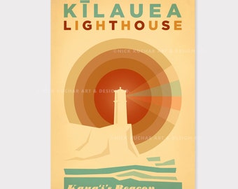 Kilauea Lighthouse - 12x18 Hawaii Travel Print