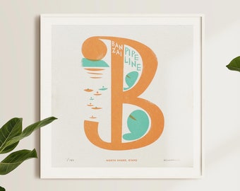 Banzai Pipeline - "B" - 12x12 Limited Edition Screen Print