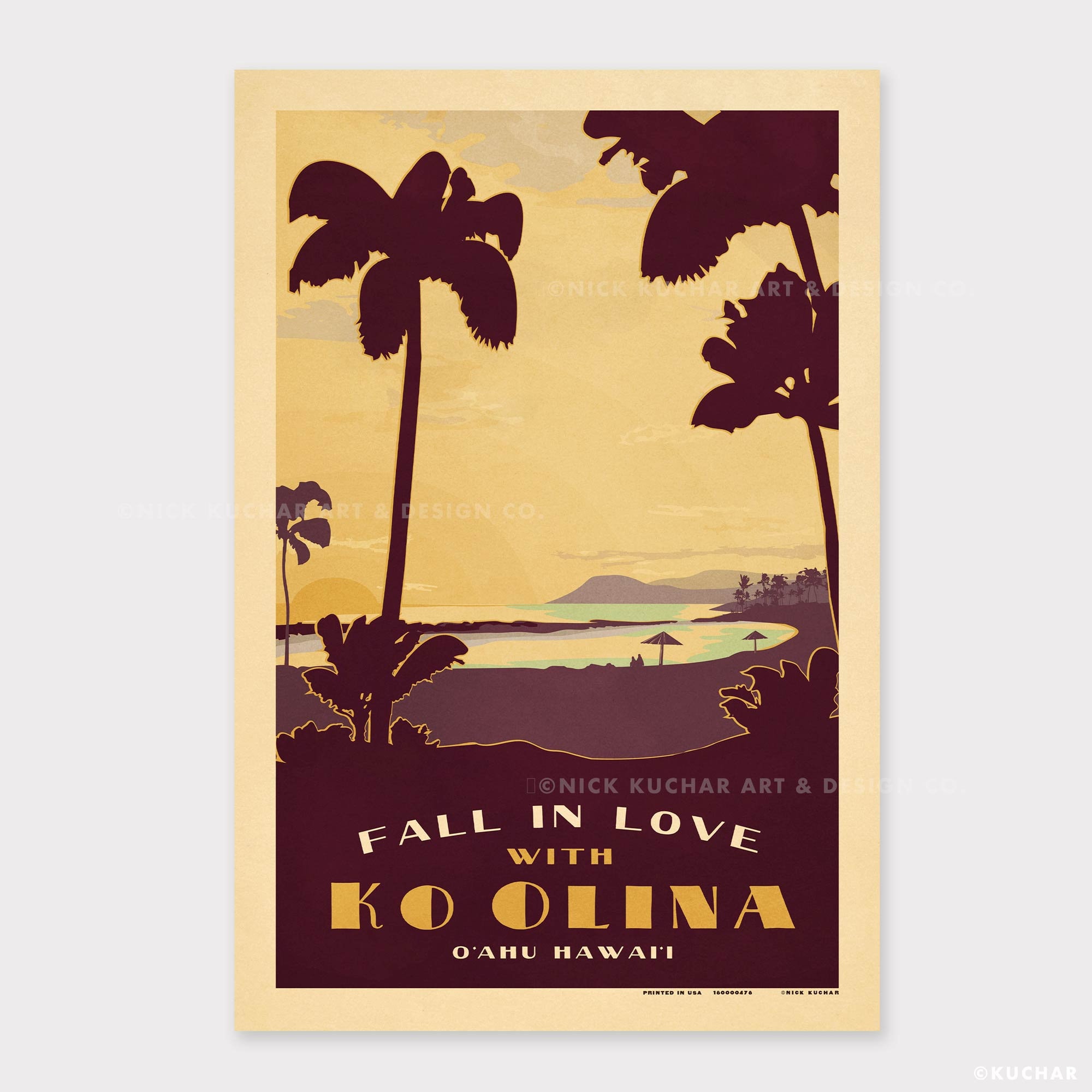 NICK KUCHAR ニックカーチャー　プリントアート　額付ポスター　ハワイ 楽天市場】Nick Kuchar ニックカッチャー Haleiwa Wahine Art
