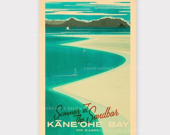 Kaneohe Bay Sandbar - 12x18 Hawaii Travel Print