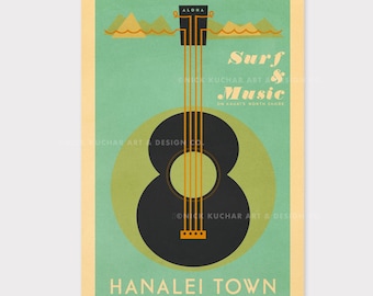 Hanalei Town - 12x18 Hawaii Travel Print