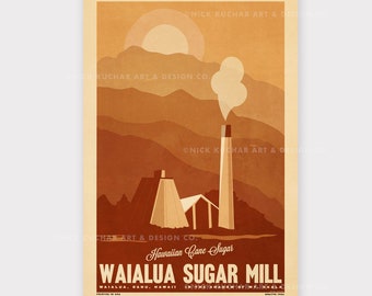 Waialua Sugar Mill - 12x18 Hawaii Travel Print