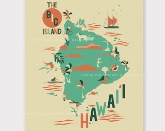 Big Island Hawaii Map - 16x20" Art Print