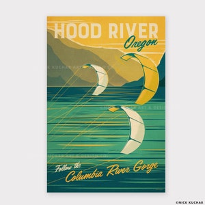 Hood River, Oregon - 12x18 Travel Print