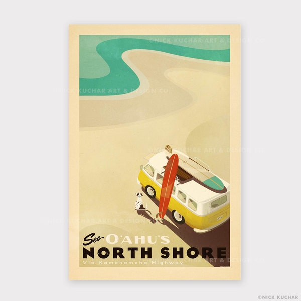 See Oahu's North Shore - 12x18 Hawaii Travel Print