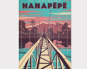 Hanapepe Swinging Bridge - 12x18 Hawaii Travel Print