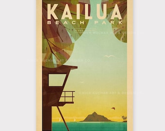 Kailua Beach Park - 12x18 Hawaii Travel Print