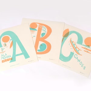 Alphabet Surf Spots - 12x12 Limited Edition Siebdruck 4er Set