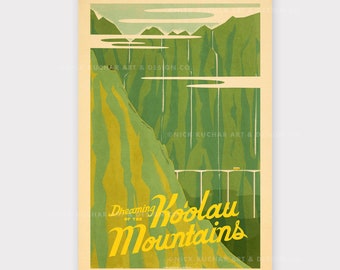 Rêver des montagnes Koolau - 12x18 Hawaii Travel Print